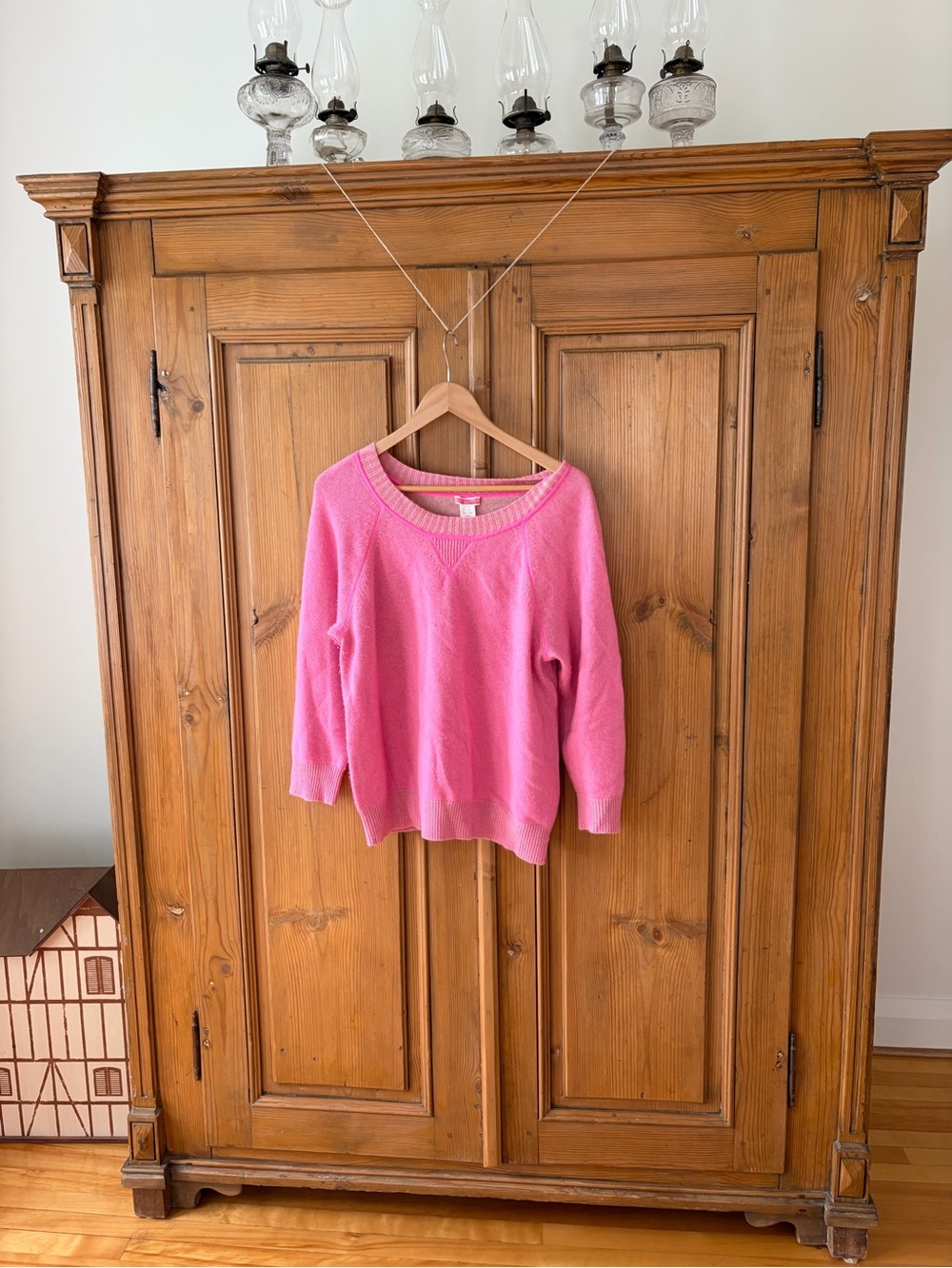 J. Crew Bright Pink Cashmere Lightweight Crewneck Sweater